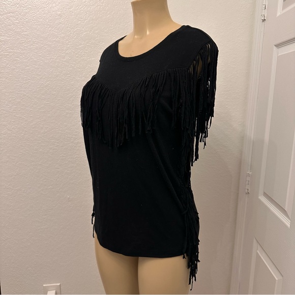 Xhilaration Black Sleeveless Fringe Top - Picture 2 of 4
